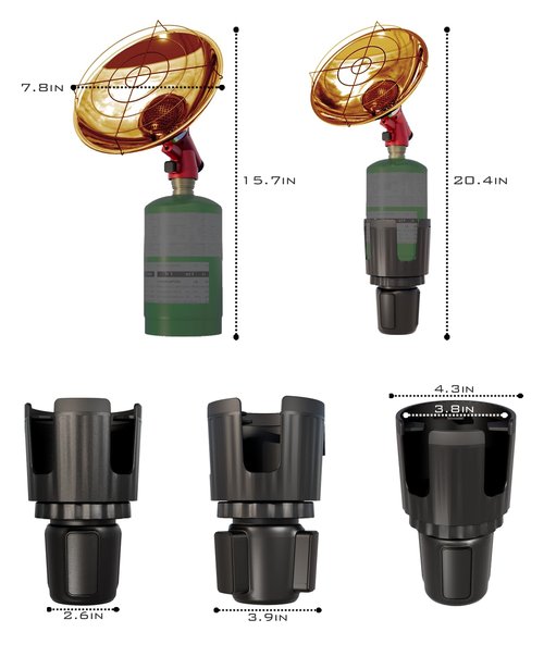 Golf Cart Heater with Adjustable Cylinder Holder (Gas Cylinder NOT Included), 5500BTU Outdoor Heater with Metal Control Knob for Club Car, EZGO, Yamaha, Includes 16oz Propane Tank Holder