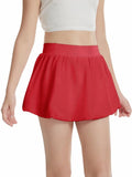 CharmWM Girls Bubble Tennis Skirts with Inner Shorts Pockets Ruffle Athletic Running Skort 3-14 Years Red