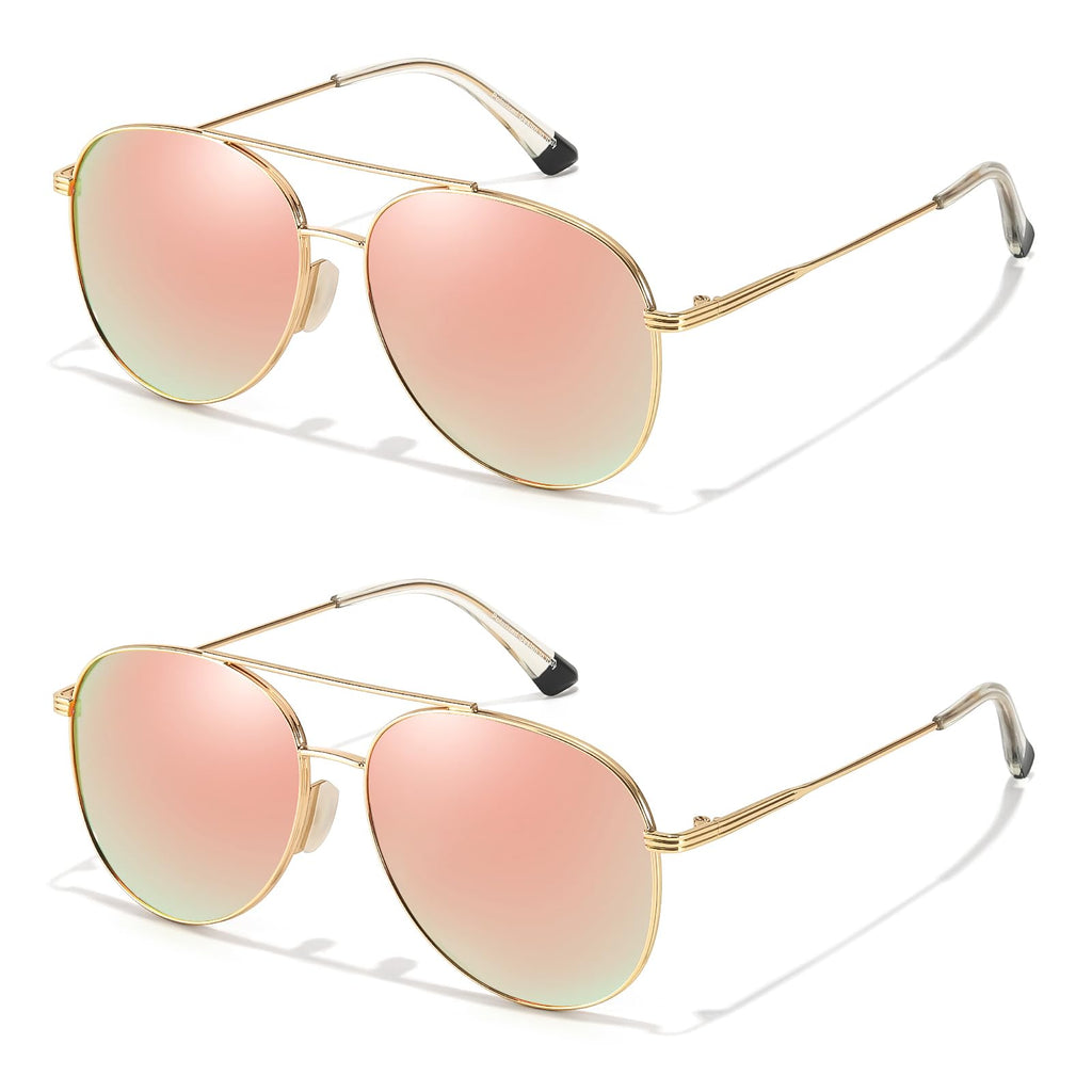 TJUTR Tangle Free Aviator Sunglasses for Women & Men, Polarized UV Protection Trendy Shades, No-Snag Metal Frame Glasses