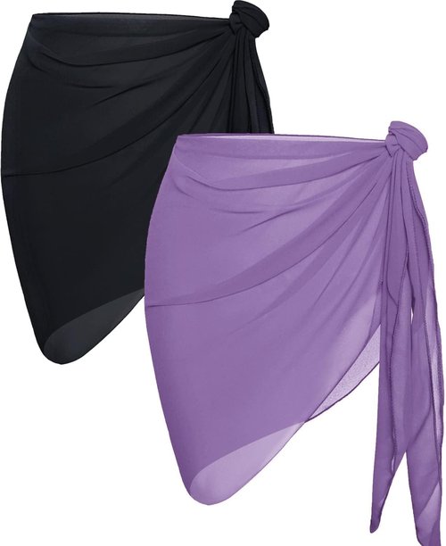 CHICGAL Beach Sarong Wrap Skirt | Sheer Bikini Swimsuit Cover-Up for Women - 2 Pieces