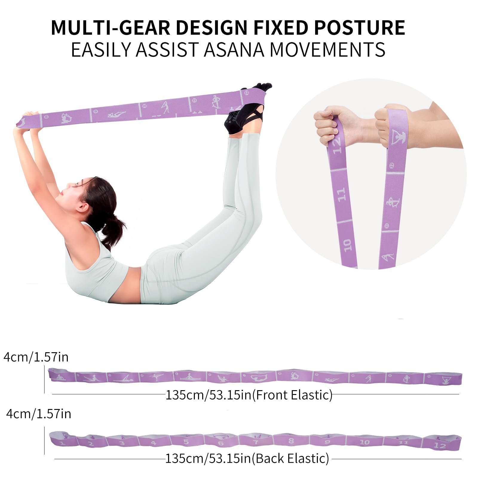 Xensamy Yoga Strap with 12 Loops - Multi-Functional Stretch Band for Pilates, Dance, Gymnastics, Physical Therapy, Flexibility & Resistance Training, Ballet, Latin Workouts