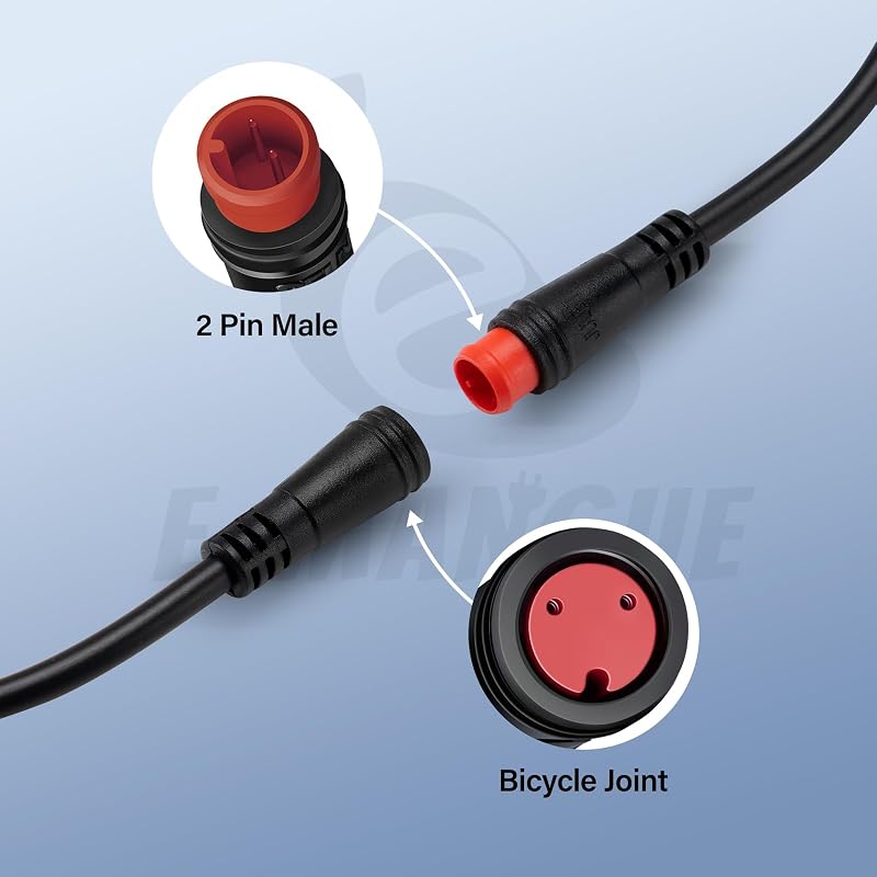 2 Pin Brake Levers for Electric Bicycle, 12cm Cable Length, 1 Pair - Variation: 2 Pin Male + No Extension Cable