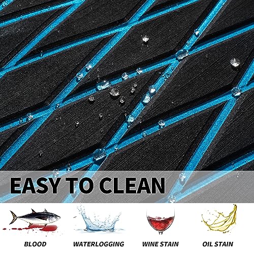 Black with Blue Lines EVA Boat Flooring Sheet 74x27 inches Marine Decking Mat