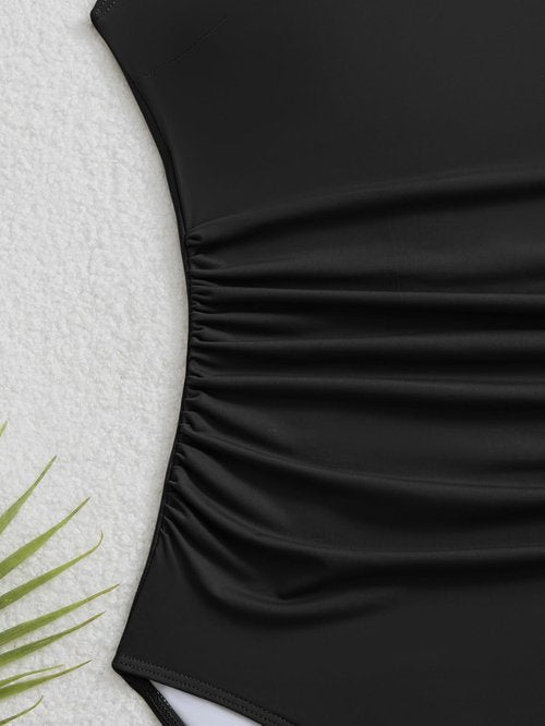 Eomenie One Piece Swimsuit - Tummy Control Bathing Suit with Puffy Sleeves | Stylish Tie Back Design
