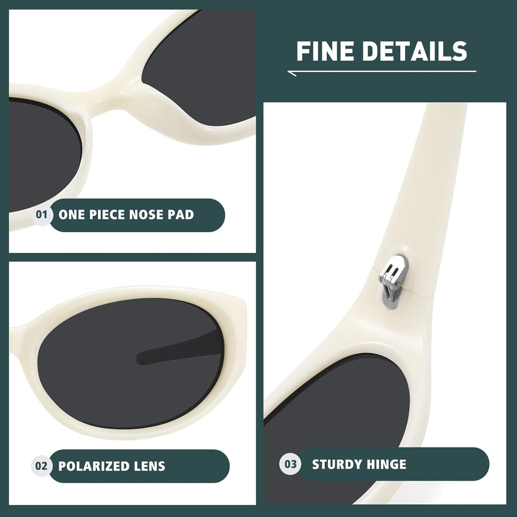 WOWSUN Retro Y2K Wrap Around Sunglasses - Trendy Polarized Shades with UV Protection for Women