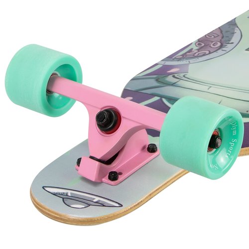 New Olym 41'' Longboard Skateboard 8 Layer Canadian Maple Drop Through Longboards for Youths Beginners, Dinosaur