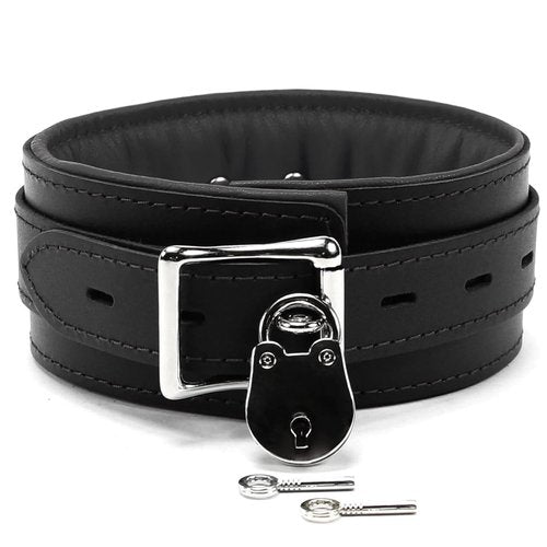 VP Leather Macon BDSM Collar – Handcrafted Padded Bondage Collar with Lambskin & Latigo Leather – Couples Sex Toys – BDSM Collection – Sexy Chokers for Women - Adult Play Accessories – Small, Black