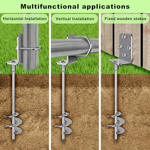 Insaga 3'' Blade Ground Anchors 24''-Pack Heavy Duty Earth Stakes for Trampolines Sheds & Carports