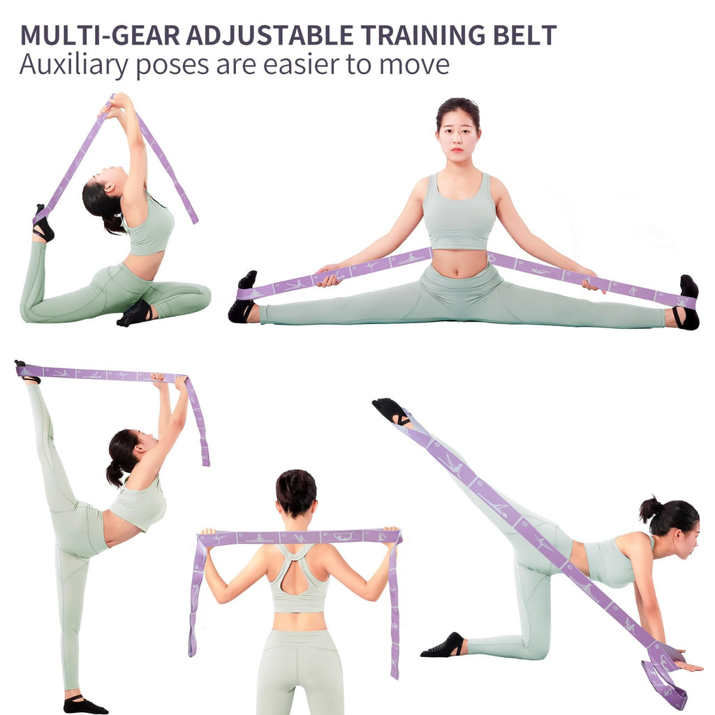 Xensamy Yoga Strap with 12 Loops - Multi-Functional Stretch Band for Pilates, Dance, Gymnastics, Physical Therapy, Flexibility & Resistance Training, Ballet, Latin Workouts