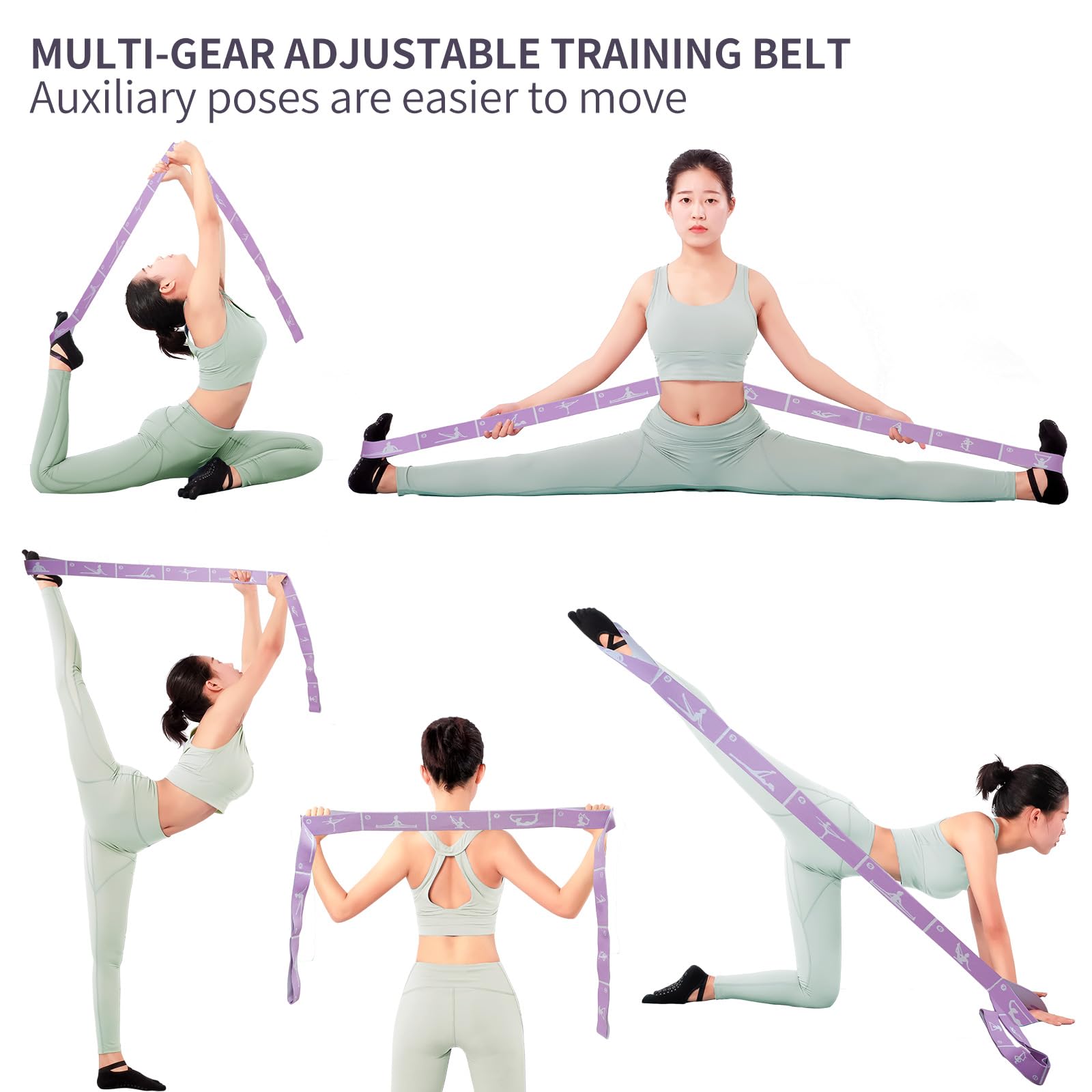 Xensamy Yoga Strap with 12 Loops - Multi-Functional Stretch Band for Pilates, Dance, Gymnastics, Physical Therapy, Flexibility & Resistance Training, Ballet, Latin Workouts