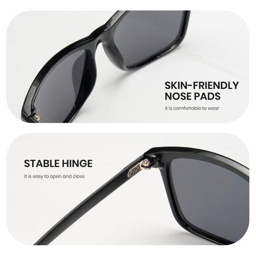 Cyxus 2024 Square Polarized Sunglasses For Men Women Aluminum Sun Glasses Fishing Driving Cycling UV Protection P1168 Black