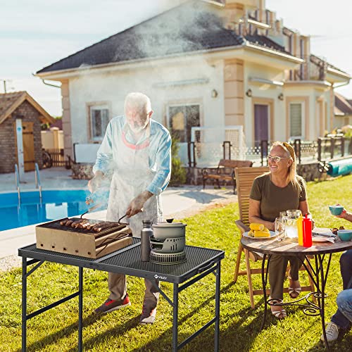 Villey 3ft Folding Camping Table with Adjustable Legs - Black Aluminum Grill Table