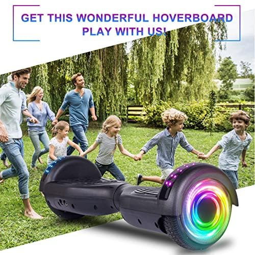 Black SISIGAD Kids Self Balancing Scooter with Bluetooth Speaker & 6.5" Lights