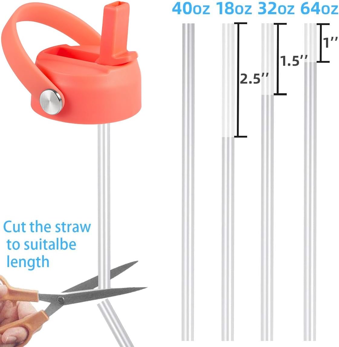 Regine Switzerland Hydro Flask Straw Lid - Flexible Handle & Straws | Replacement Cap for 32/40 oz