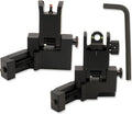 45 Degree Offset Flip Up Iron Sights - Low Profile Backup Fiber Optics with Red & Green Dots | Compatible with Picatinny Weaver Rails