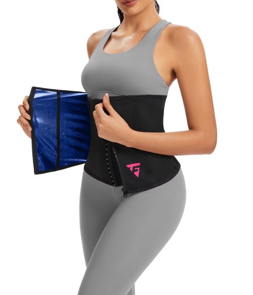 FUXERT Womens Waist Trainer with Zipper Sweat Waist Trimmer for Women Sweat Belt Band Sports Sauna Suit（PK S