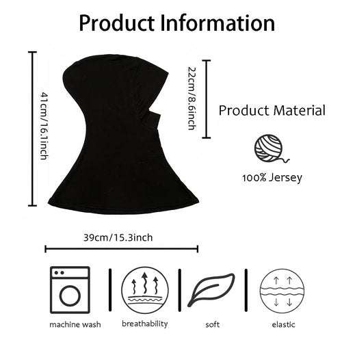 Hophor Women Slouchy Beanies Cap Soft Hijab Cap Under Scarf for Women Muslim Jersey Hijab Undercaps(Black+Black)