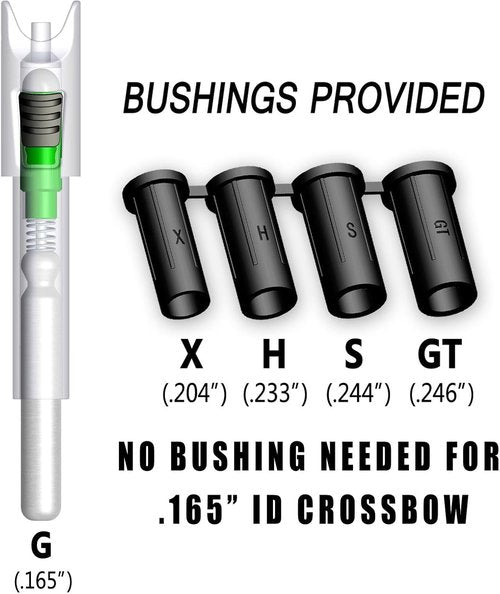 G Lighted Nocks - 6PCS Mini Crossbow Bolts with Half-Moon Design | Fits .165 to .246 Diameter