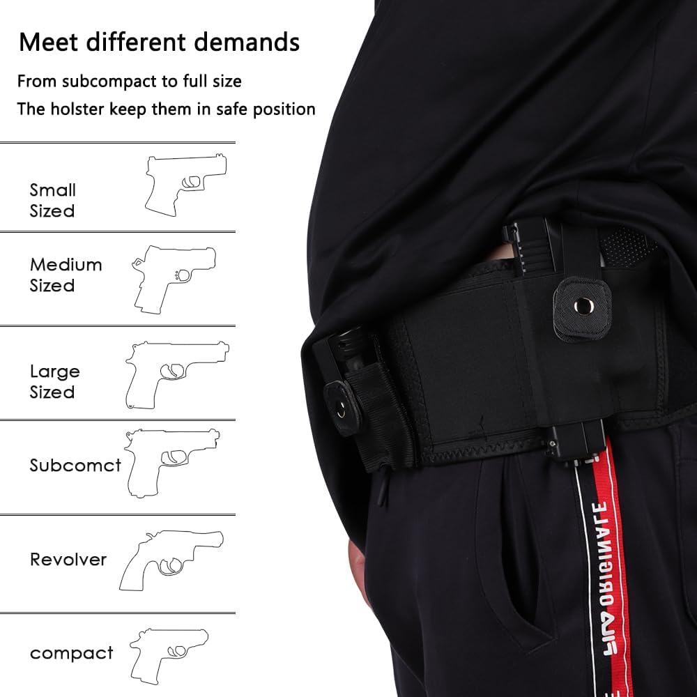 Skiennix Belly Band Holster | Comfortable Gun Holster for Glock, Smith & Wesson, Taurus - Breathable Neoprene Design