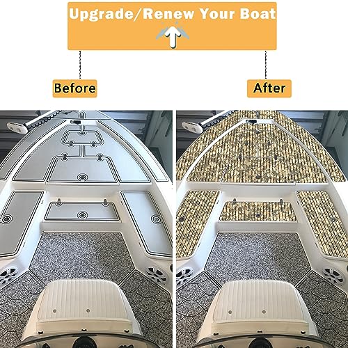 HZCHIONE Camouflage EVA Foam Boat Flooring 94.5x35.5 Inches Self-Adhesive Non-Slip Deck Mat for Kayak Yacht & Motorboat