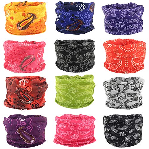 Neck Gaiter Face Mask Buffs - No1 / 12 Multi-Color Headwear for Sports & Outdoor Activities