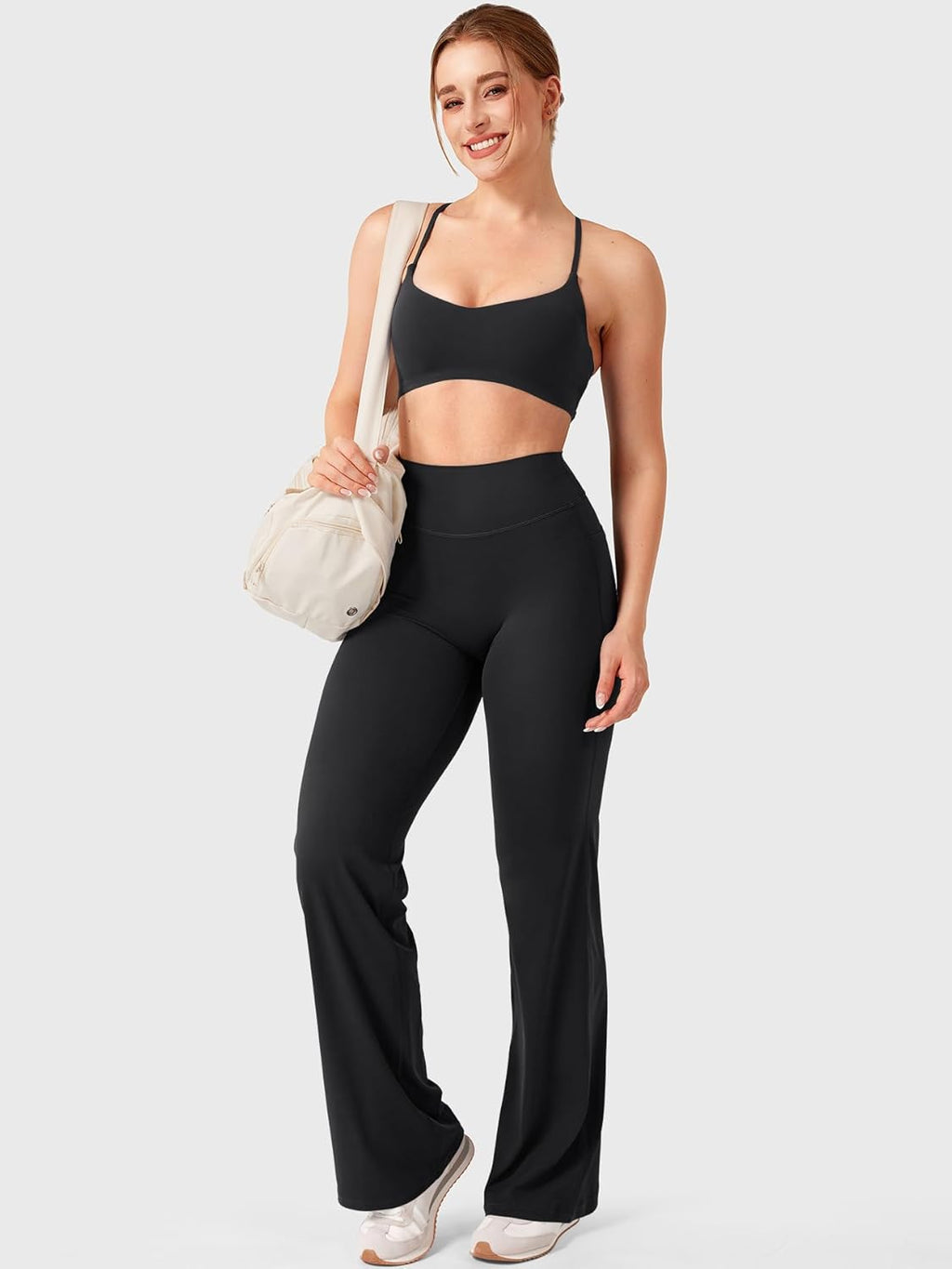 YEOREO High Waist Straight Leggings for Women - No Front Seam, Pockets, 29"/31.5" Sizes