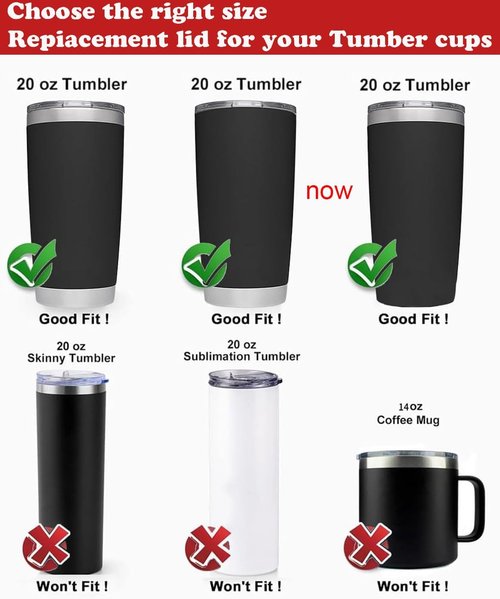 LEIOH 20 oz Tumbler Replacement Lids - Spill Proof Silicone Covers for YETI Travel Mugs | BPA Free