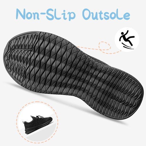 CDLHHM Kids Running Shoes for Boys and Girls – Lightweight Mesh Athletic Sneakers with Non-Slip Sole, Breathable Walking & Tennis Shoes for Toddler, Little Kid, Big Kid Black Size 1.5