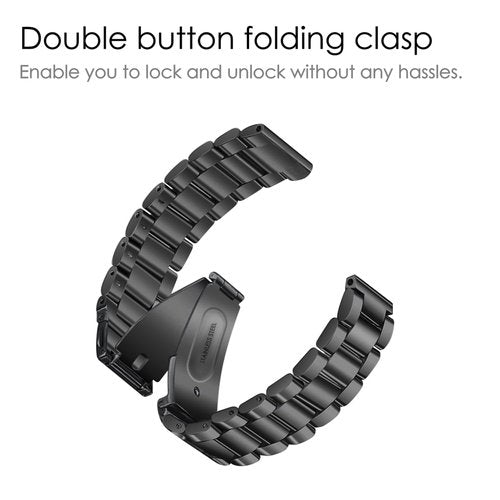 FINTIE Metal Band Compatible with Fitbit Versa 2 1 and Lite Edition, Solid Stainless Steel Strap Replacement Wristband Business Bracelet, Black