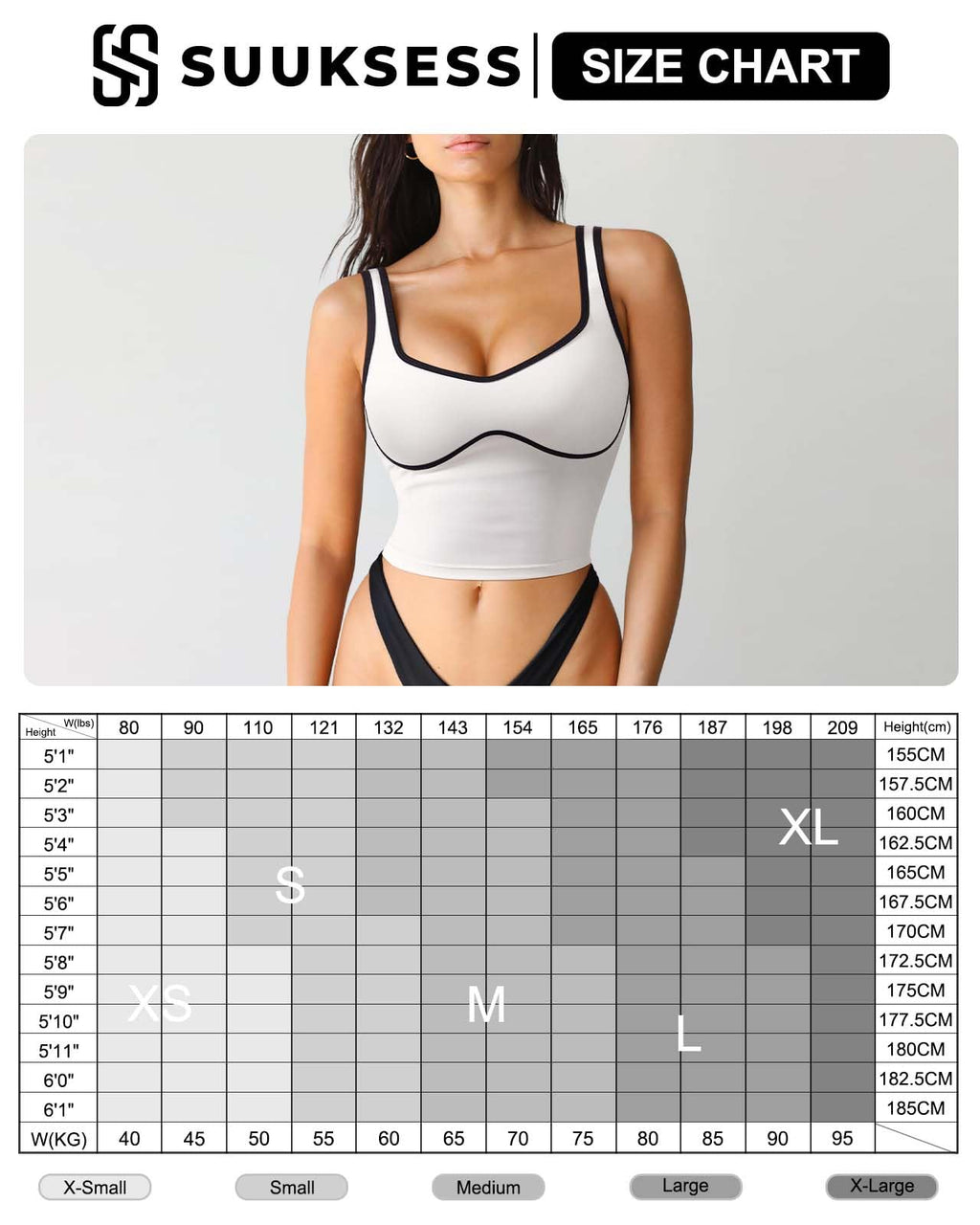 SUUKSESS Women Sweetheart Neckline Longline Sports Bra Padded Basic Workout Crop Tank Top (Red, M)