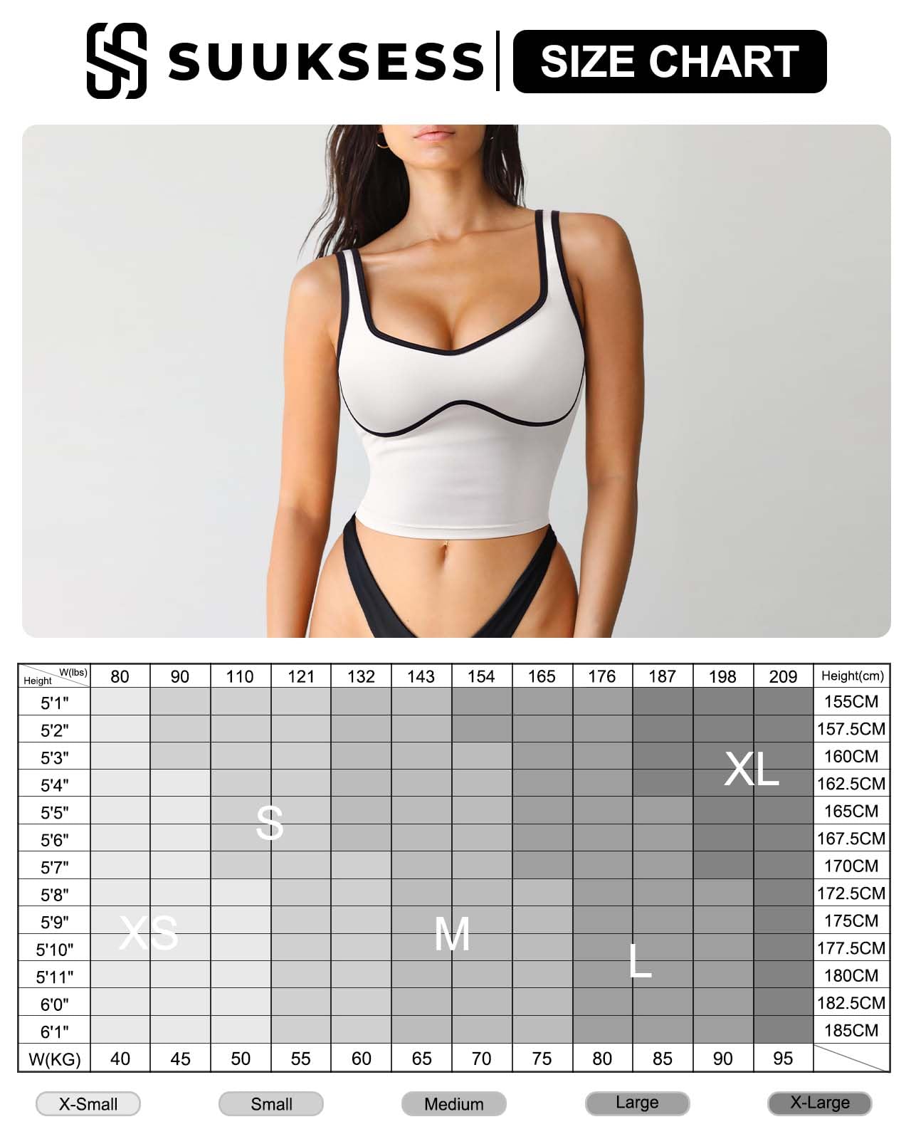 SUUKSESS Women Sweetheart Neckline Longline Sports Bra Padded Basic Workout Crop Tank Top (Red, M)