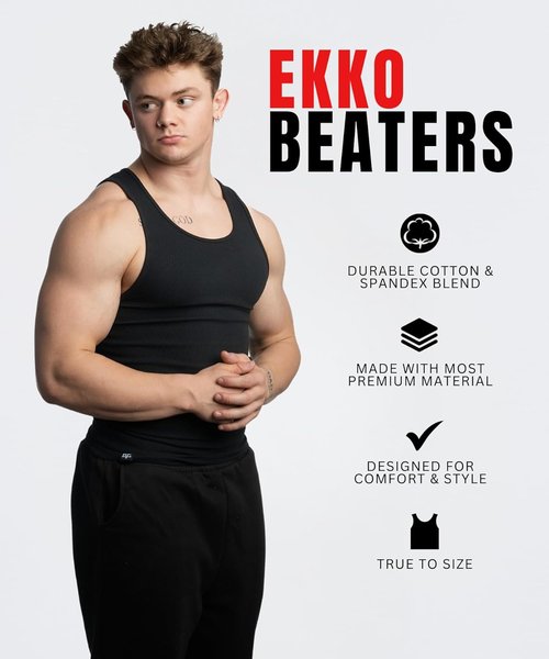 Ekkovision Men's Tank Tops - Comfortable Cotton Spandex Blend | Durable Ribbed Fabric