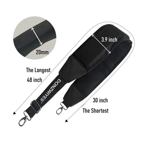 DONZWIYES Golf Bag Shoulder Strap Upgraded Single Padded Adjustable Straps Universal Replacement(All in Black,1 Pack)