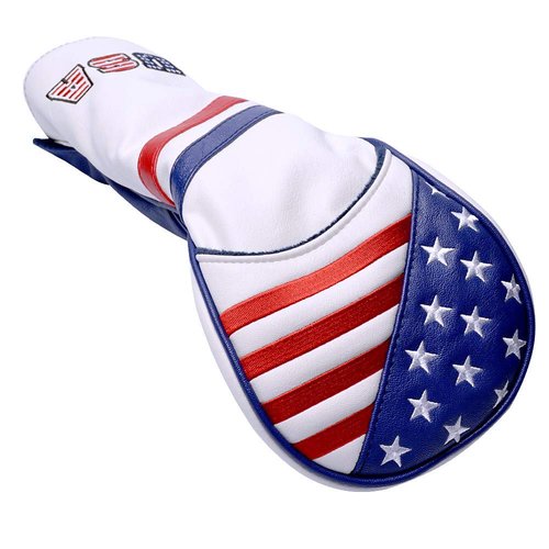 GOOACTION USA Golf Club Driver Cover American Stars and Stripes Flag Synthetic Leather Patriotic Golf Head Covers Protector