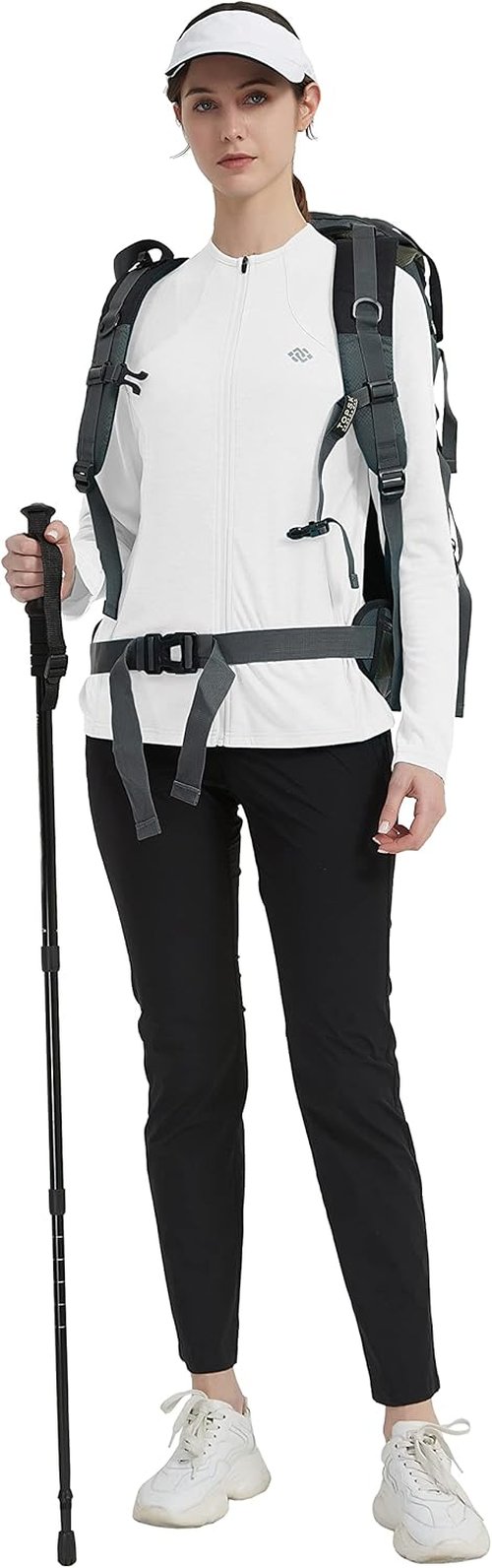 MoFiz Women's Lightweight Full Zip Hiking Shirt - UPF 50+ Sun Protection, Long Sleeve Outdoor Jacket