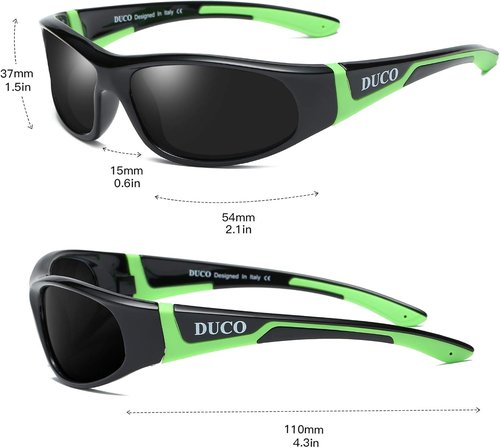 DUCO Kids Sunglasses - UV400 Protection for Boys & Girls | Ideal for Baseball, Cycling, Tennis, Age 6-10