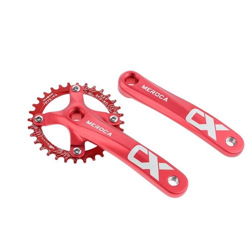 PETCHOR Square Taper Crankset MTB, Mountain Bike Single Speed Crankset, Bicycle Crank Arm Set 170mm 104BCD, 32T Chainring & Bolts, Red