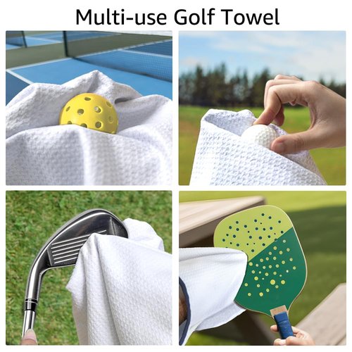 WUUCKOO Let's Golf Pink Golf Towel with Clip - Funny Ladies Golf Bag Towel for Mom, Grandma or Sister