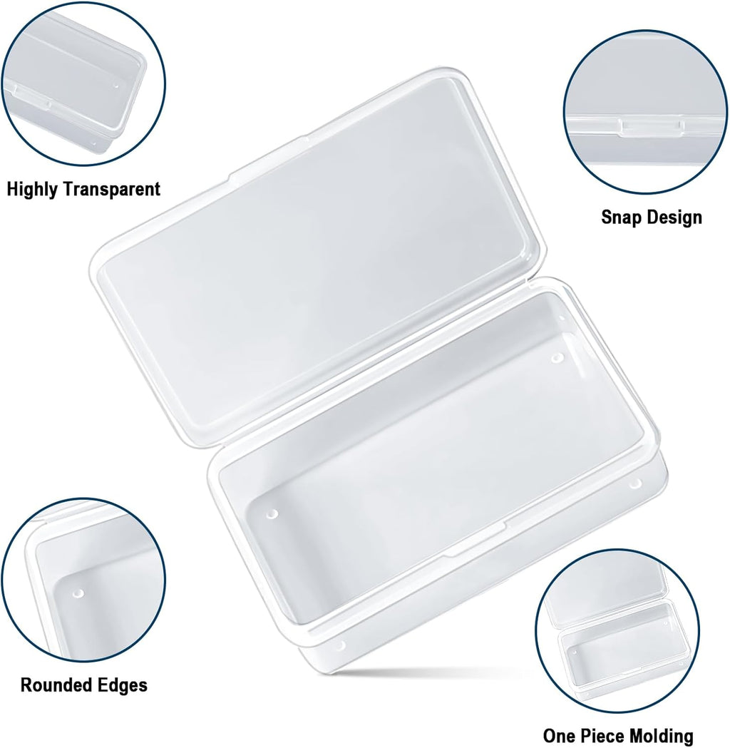 Skiennix Clear Plastic Card Deck Box - 4 Pack Snaps Closed Storage for Trading & Business Cards