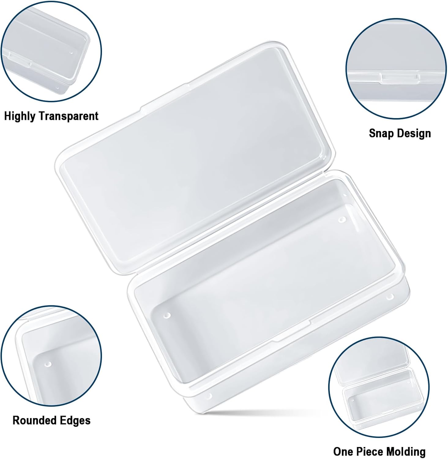 Skiennix Clear Plastic Card Deck Box - 4 Pack Snaps Closed Storage for Trading & Business Cards
