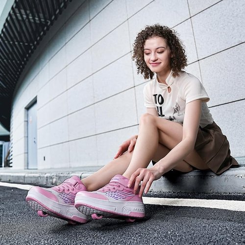 Rolling Skate Shoes for Boys Girls Roller Sneaker with Wheels Fashion Footwear Skate Wheeled Shoe for Kids Christmas Birthday Children Show Gift