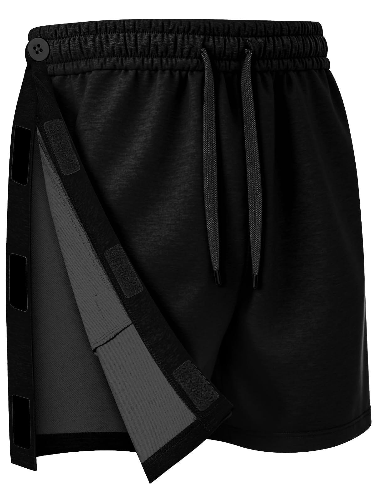 Unisex Tear Away Shorts Post Hip Knee Surgery Recovery Shorts with Pockets Breakaway Athletic Shorts for Men & Women (Large, Black)