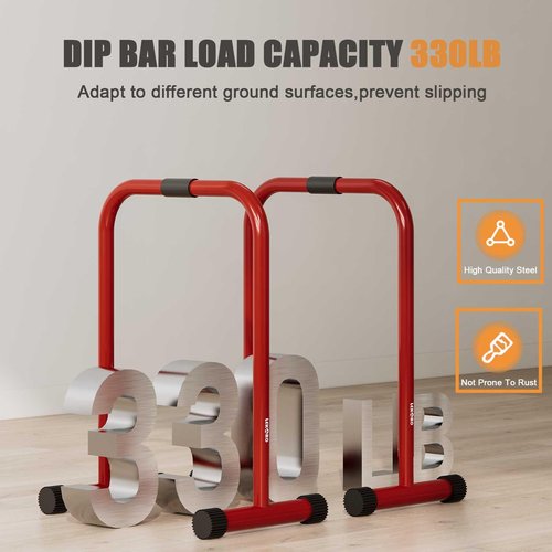 Adjustable Dip Bar 330LBS, Dip Stand Station for Home Gym, Functional Fitness Bar for Calisthenics & Bodyweight Training, Portable Push Up Stand