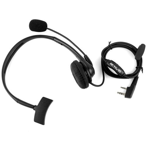 Retevis Overhead Walkie Talkie Headset with Boom Mic, 2 Pin, for RT22 RT68 RT21 H-777 RT86 RT19 RB26 RB45, Compatible with Kenwood Arcshell Walkie-Talkie, Two Way Radio Headset(5 Pack)