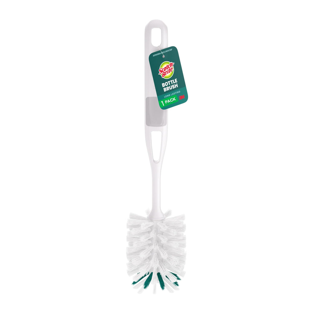 Scotch-Brite Glass and Water Bottle Brush, Long-Lasting, Safe on Glassware, Shaker Bottles, Food Processors, & More, Non-Slip Handle, Durable, Reusable, Clean in Top Rack of Your Dishwasher
