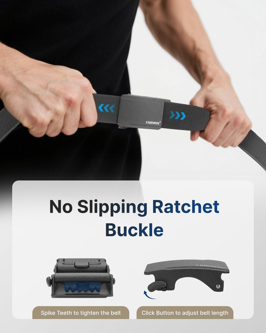 FAIRWIN Ratchet Belt for Men - Mens Stretch Nylon Belt Adjustable, Versatile Belts for Daily Wear, Golf & Work