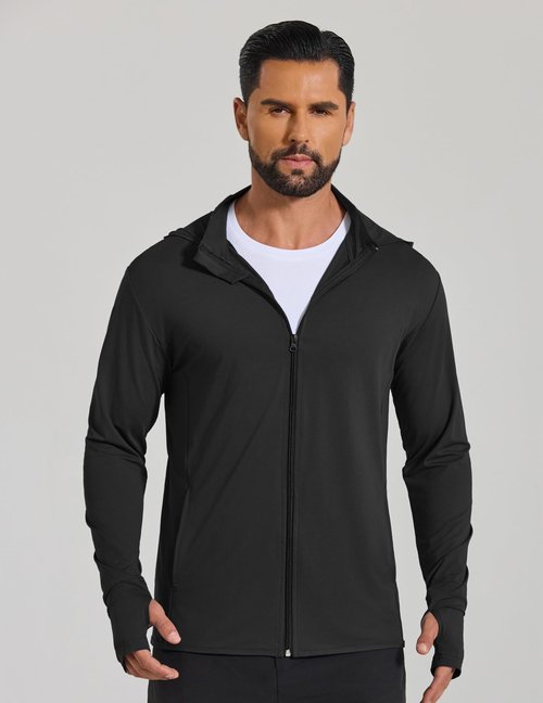 COOFANDY Men's UV Protective Hoodie Shirt UPF 50+ Full Zip for Outdoor Running Hiking