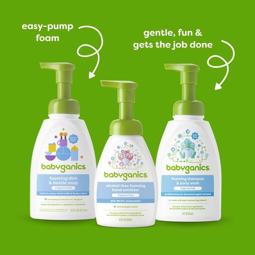 Babyganics Foaming Dish Soap, Pump Bottle, Fragrance Free, 16oz, 3 Pack