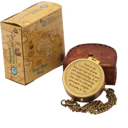 Trust in The Lord, Proverbs 3: 5-6, Solid Brass Directional Engraved Compass, Baptism Gifts for Boys Girls, First Communion, Christian Gifts for Men, First Confirmation Gifts for Boys Catholic Gifts