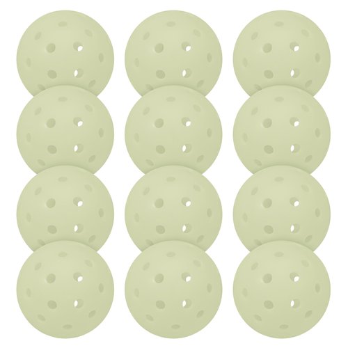 Franklin Sports Glow in the Dark Outdoor Pickleballs - Light Up Pickleball Balls for Nighttime Pickleball - Glow in the Dark Green Balls - Charge with Indoor Light + Sunlight - 12 Pack
